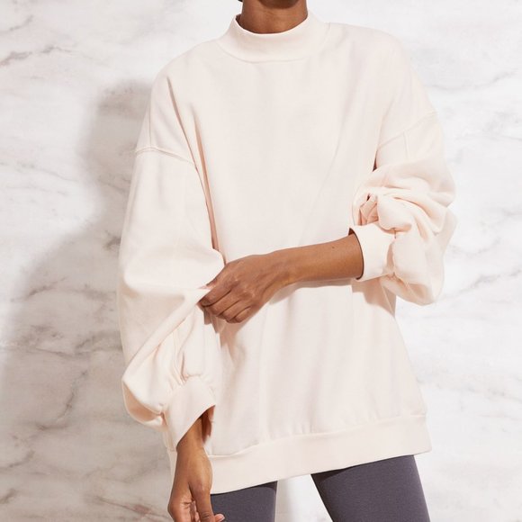 (NWT) H&M - oversized, light apricot pink, drop shoulder, turtleneck sweatshirt - Picture 1 of 7